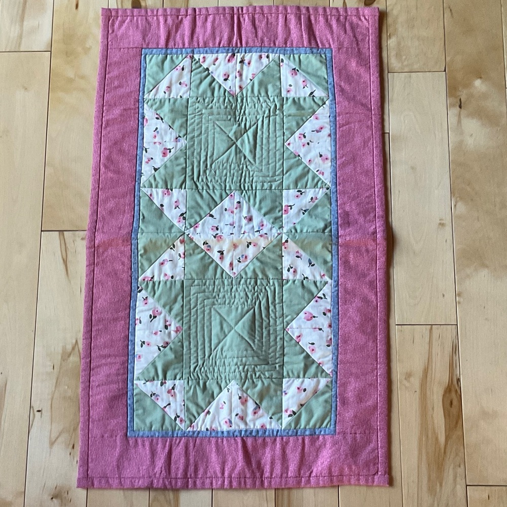 Charming Pink and Green Patchwork Quilt
